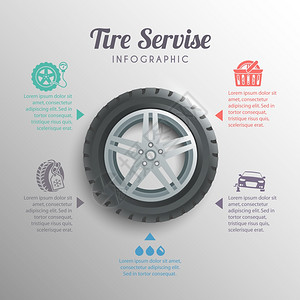 轮胎服务专业车轮安装服务信息图元素矢量插图图片