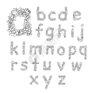 花字母小字母草图装饰图标孤立矢量插图图片