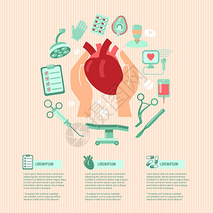 心脏手术的理念用双手握住心脏手术图标矢量插图图片