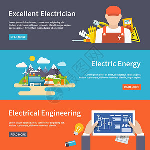 电气工程师电平水平横幅电工能源发动机元件隔离矢量插图插画