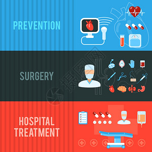 保健预防丸的医院外科手术刀治疗设备横幅平抽象孤立矢量插图图片