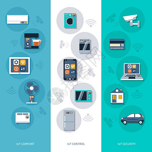 物联网加热灯空调遥控器垂直横幅平抽象孤立矢量插图图片
