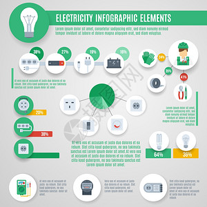 电力信息图表与专业电工工具图表矢量插图电力信息图集图片