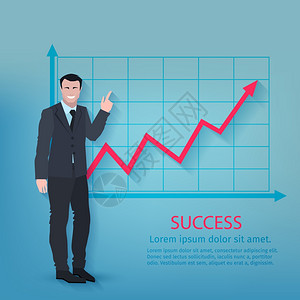 成功的商人前向上发展图表海报矢量插图成功的商人海报图片