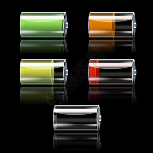 现实的电池装饰图标同的充电水平隔离矢量插图图片
