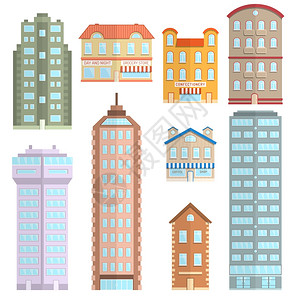 房屋公寓镇城市建筑装饰图标平孤立矢量插图房子图标平图片