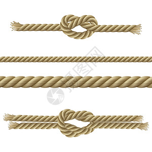 扭曲绳索节点水手节装饰集孤立矢量插图绳索装饰装置背景图片
