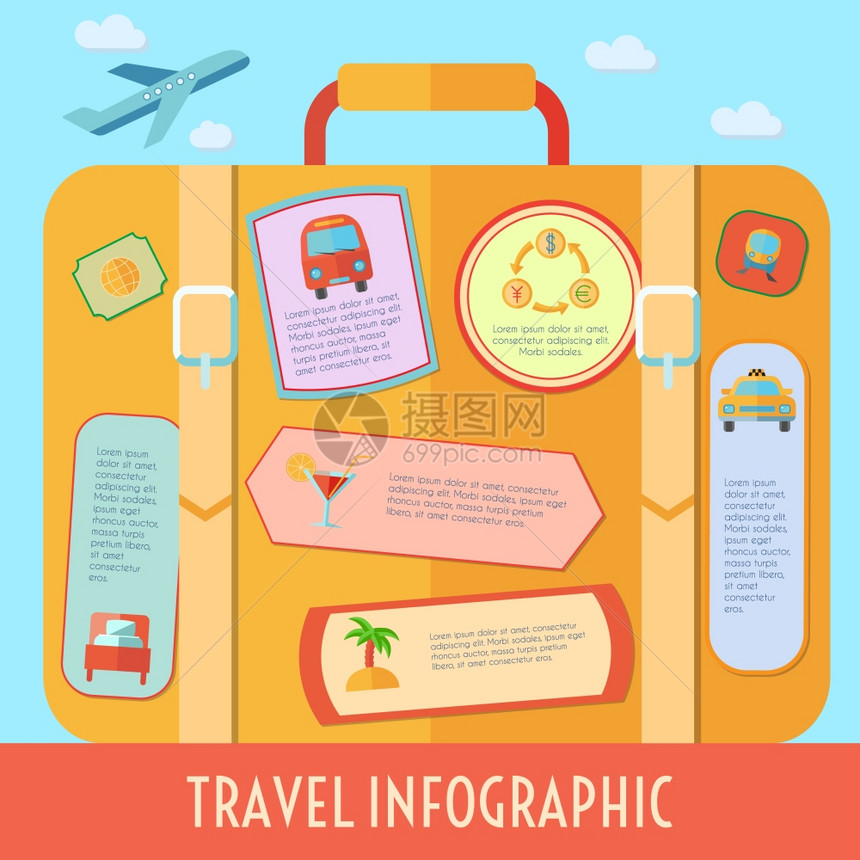 世界旅游信息集旅游度假符号矢量插图旅行信息图表集图片