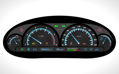 测速表汽车仪表板自动测速板隔离白色背景矢量插图汽车仪表板隔离插画