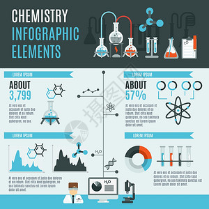 图表调查化学信息集与实验室研究科学元素图表矢量插图化学信息图集插画