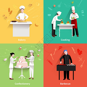 蛋糕网页素材烹饪与烘焙糖果烧烤制作平图标孤立矢量插图烹饪图标插画