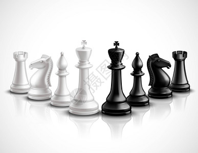 国际棋子逼真的棋子三维图标反射矢量插图棋子插图插画