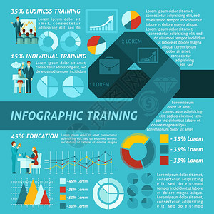 商业培训信息集与商人沟通符号图表矢量插图商业培训信息图表图片