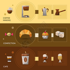 低升糖咖啡制作糖果多边形水平横幅孤立矢量插图波兰咖啡糖果横幅插画