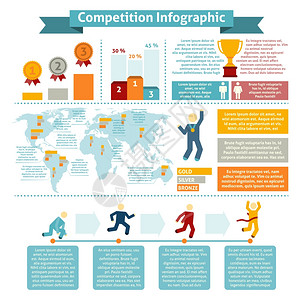 世界竞赛获奖者统计的地方信息要素的体育竞赛矢量插图竞争统计图表图片