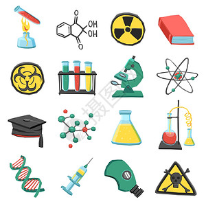 实验室化学图标实验室化学科学教育图标孤立矢量插图图片