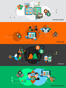 用统计元素隔离向量插图测试水平横幅集ab测试横幅集高清图片