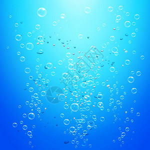 索雷尔蓝色背景矢量插图上真实的纯透明水泡水泡背景插画