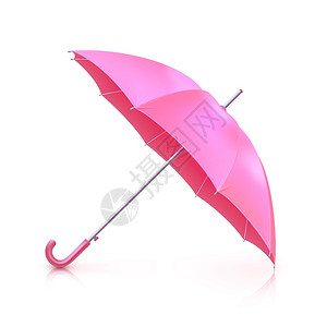 防护伞白色背景矢量插图上隔离的写实粉红色少女伞粉红色的写实雨伞插画