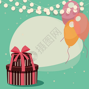 生日背景与礼物气球,矢量插图背景图片