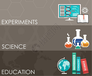 三个科学横幅信息图表平风格矢量插图图片