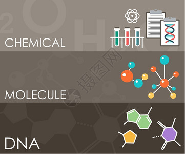 三个科学横幅信息图表平风格矢量插图图片