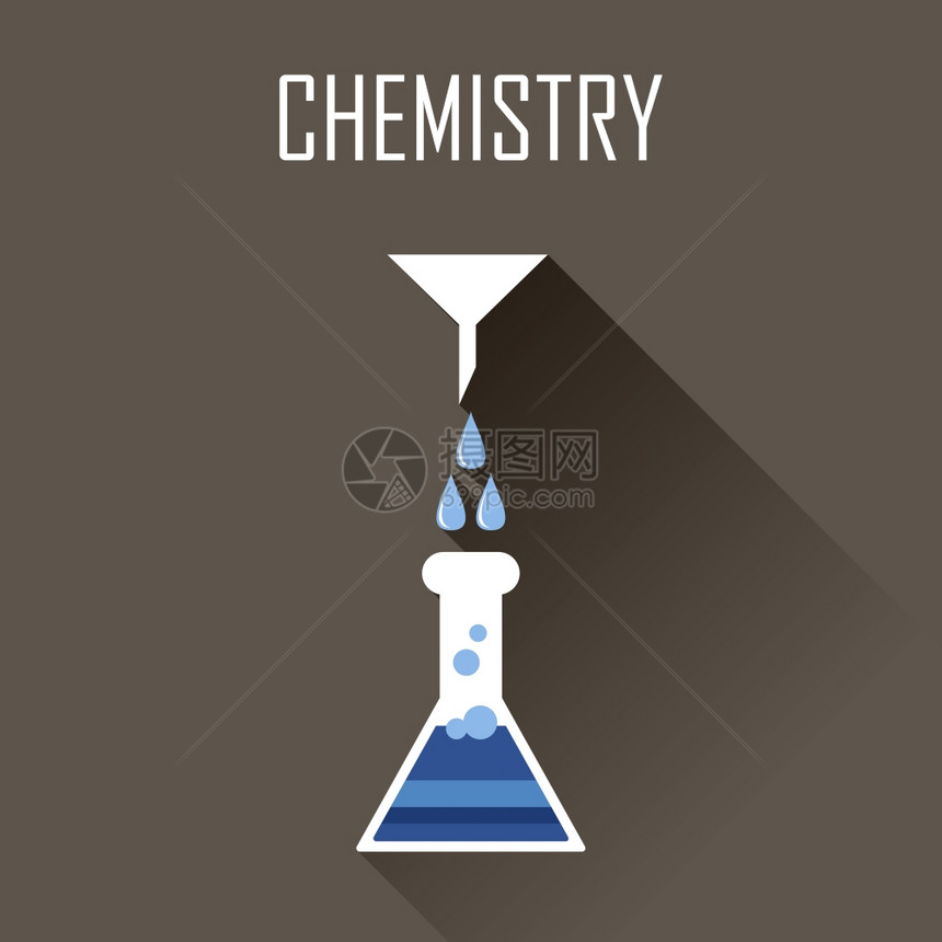 化学海报平图标矢量插图图片
