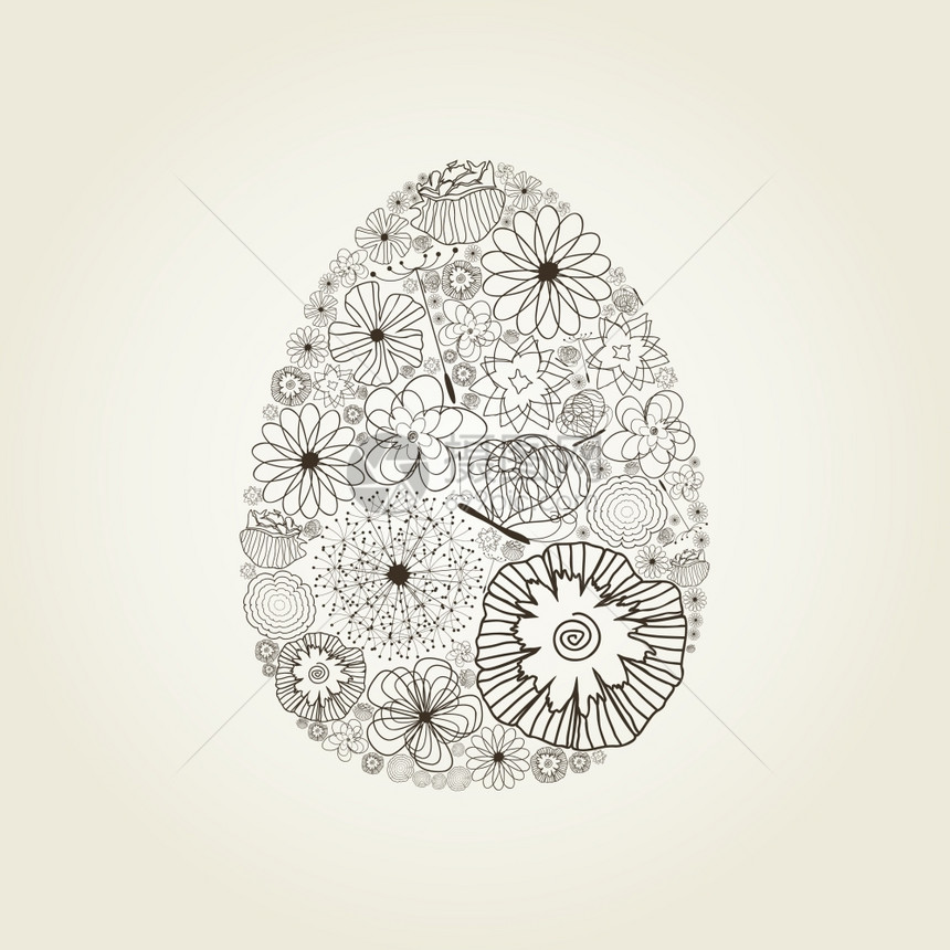 花中的复活节彩蛋矢量插图图片