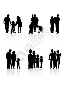 家庭黑色家庭的轮廓矢量插图图片
