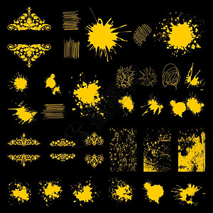 垃圾黑色污渍grange3用于的印迹抽象矢量插图插画