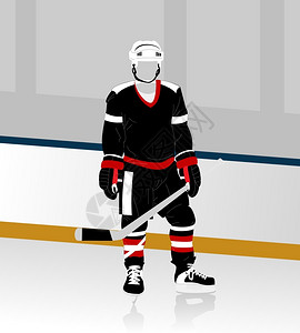 冰球运动员溜冰场上的曲棍球表格矢量插图图片