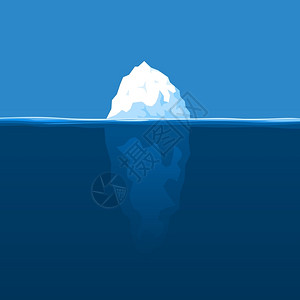 冰山白色的冰山漂浮海洋上矢量插图图片