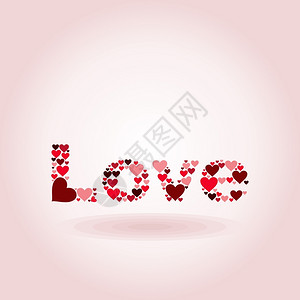 粉红色背景上的铭文爱情矢量插图图片