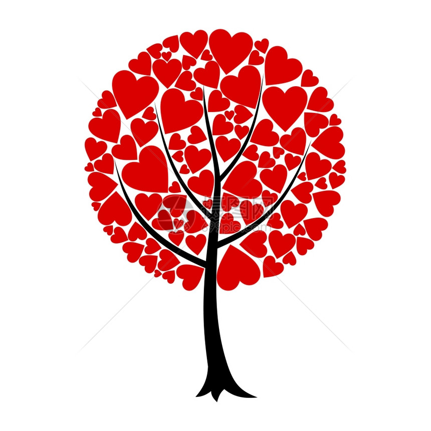 爱的树来自红心的爱之树矢量插图图片