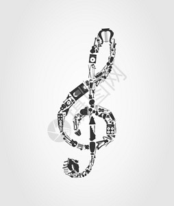 音乐钥匙乐器制成的音乐钥匙矢量插图图片