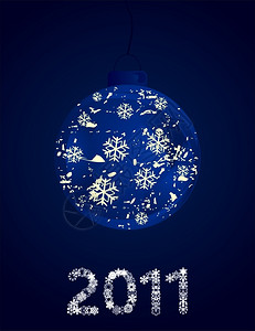 深蓝色的球雪花矢量插图背景图片