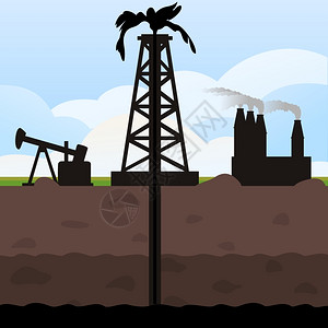 石油回收塔地球上摆动石油矢量插图背景图片