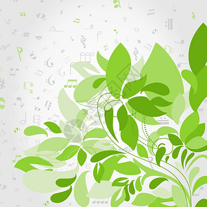 绿色植物抗音符矢量插图背景图片