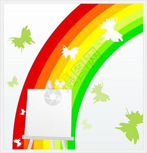 画架上的彩虹画架着彩虹蝴蝶矢量插图图片