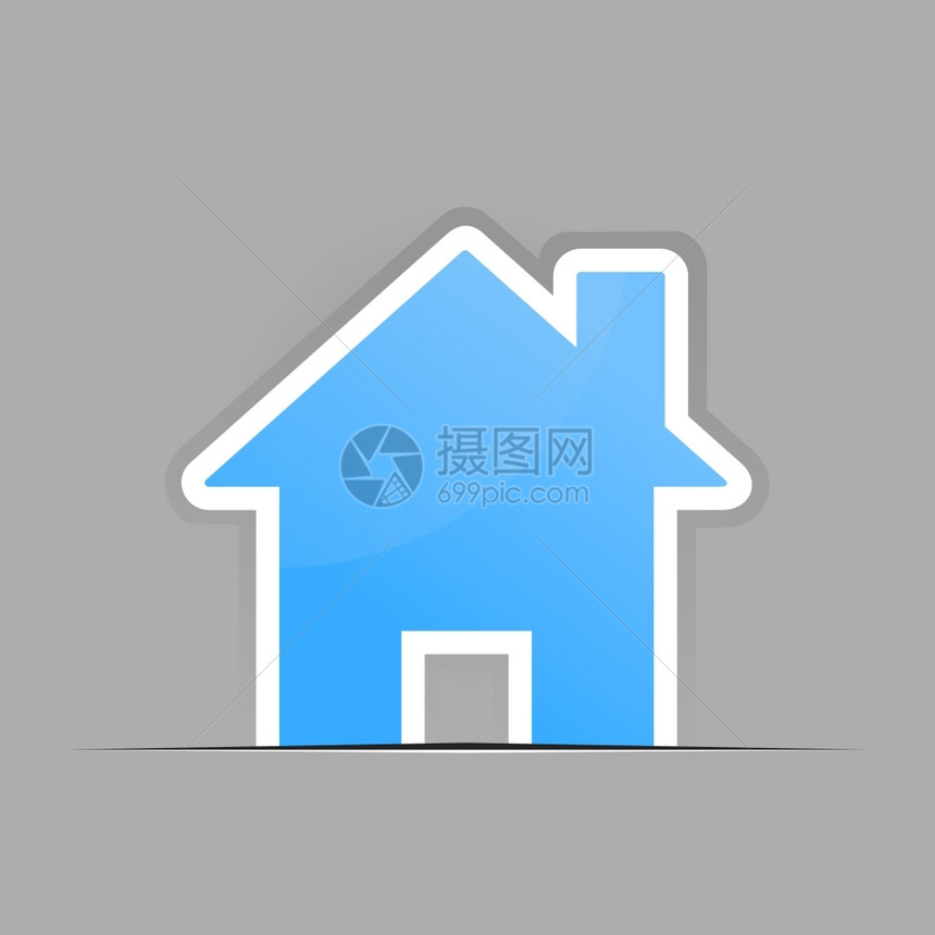 小房子灰色背景上的小蓝色房子矢量插图图片