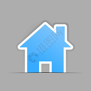 小房子灰色背景上的小蓝色房子矢量插图图片