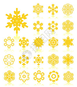 雪花片黄色灯光雪花的图标矢量插图图片