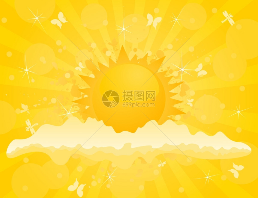 太阳云了太阳矢量插图图片