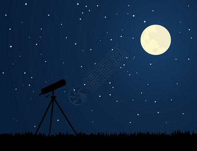明星的监督望远镜着夜空矢量插图图片