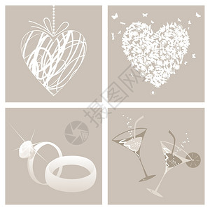 婚礼婚礼符号收集矢量插图图片