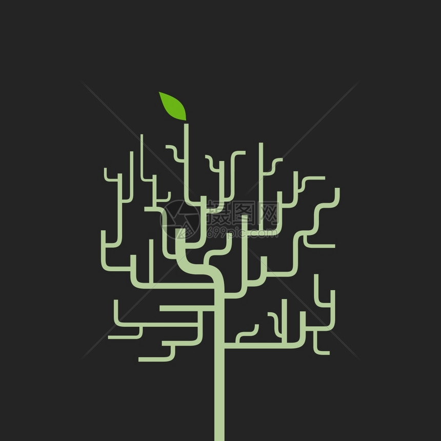 片绿叶的树矢量插图图片