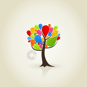 油漆DAB抽象树矢量插图图片