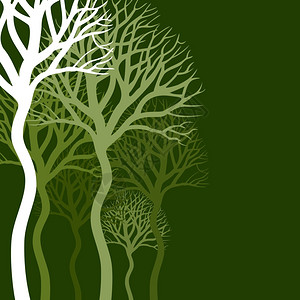 绿色背景上的树木矢量插图图片