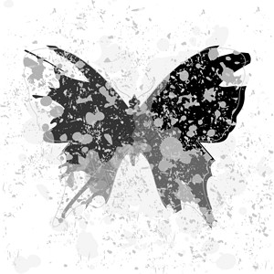 飞溅的蝴蝶图像黑色背景上的酸蝴蝶矢量插图插画