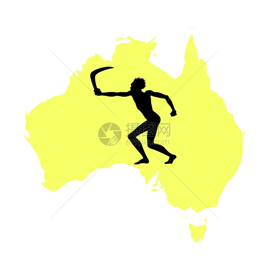 澳大利亚本地人这位澳大利亚人扔了只美洲狮矢量插图图片